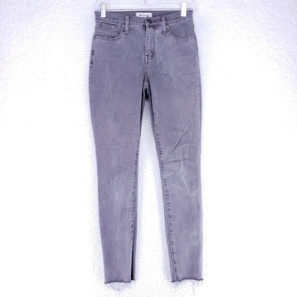 Madewell Jeans Womens Size 26 Gray Mid Wash 9" High Rise Skinny Raw Hem Pants